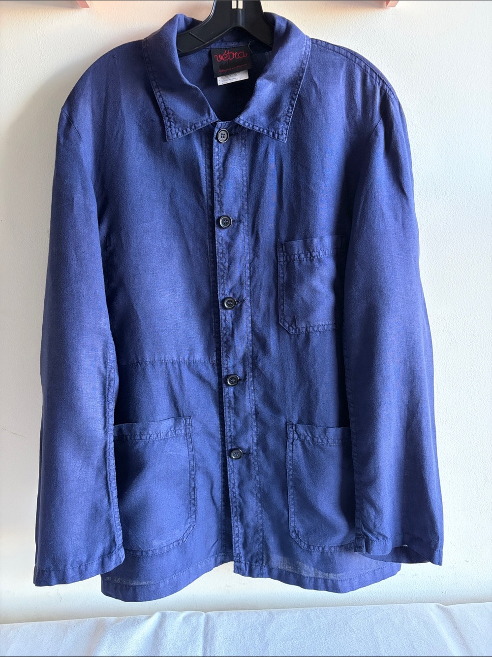 Vetra Men's Linen chore jacket sz 42 Shirt Jacket in Navy blue button front